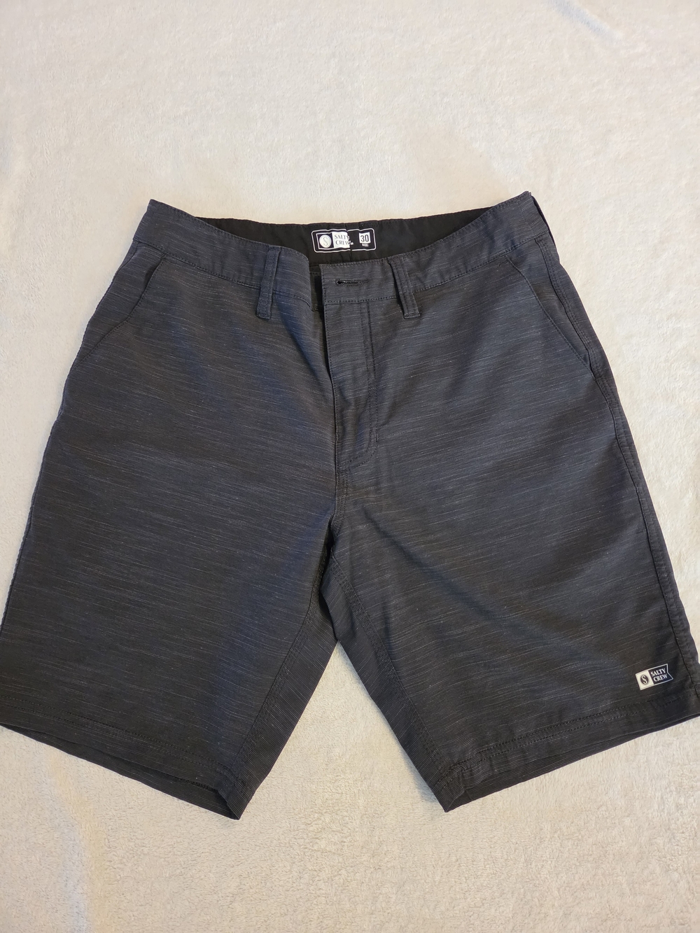 Salty Crew Men’s Charcoal Flat-Front Chino Shorts